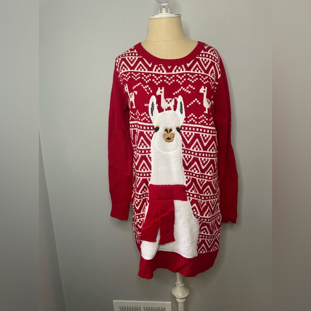 Christmas Holiday Llama Sweater Tunic/Dress - Picture 2 of 10